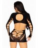 Leg Avenue Long sleeve cut out mini dress Black O/S Leg Avenue Long sleeve cut out mini dress Black O/S
