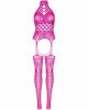 Leg Avenue High neck lace bodystocking Raspberry O/S