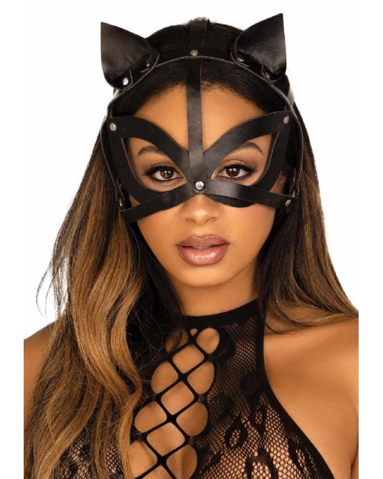Leg Avenue Vegan leather studded catmask Black Leg Avenue Vegan leather studded catmask Black