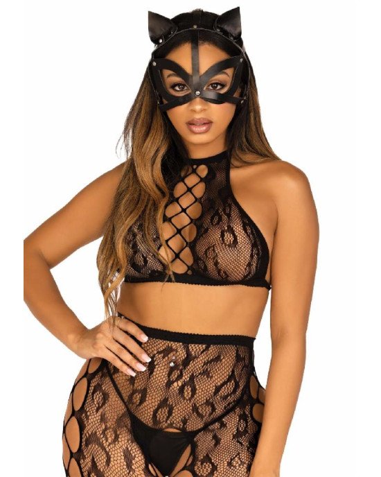 Leg Avenue Vegan leather studded catmask Black Leg Avenue Vegan leather studded catmask Black