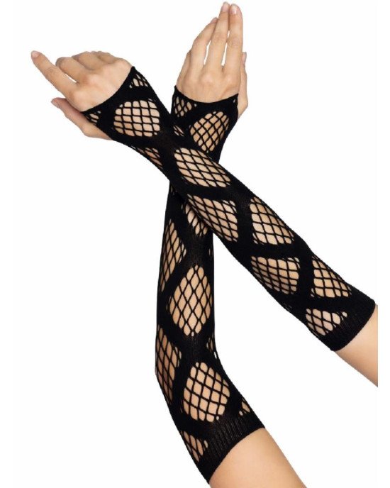 Leg Avenue Faux wrap net arm warmers Black Leg Avenue Faux wrap net arm warmers Black