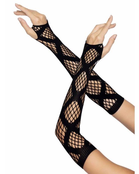 Leg Avenue Faux wrap net arm warmers Black Leg Avenue Faux wrap net arm warmers Black