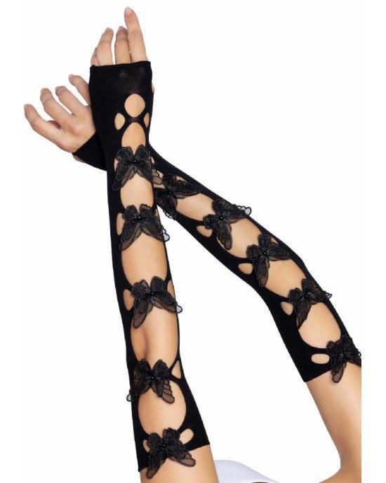 Leg Avenue Butterfly applique arm warmers Black