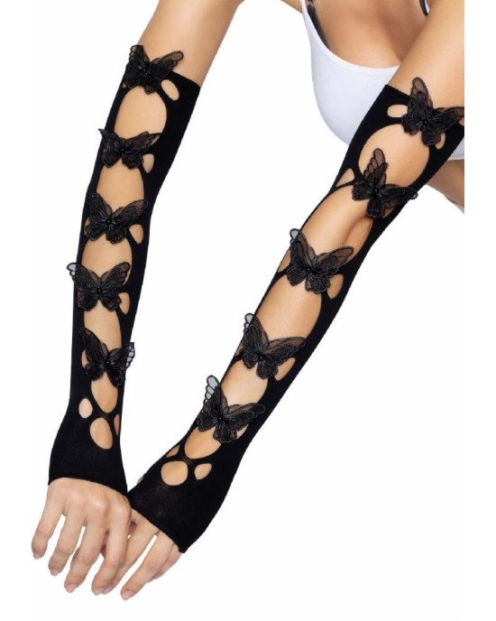 Leg Avenue Butterfly applique arm warmers Black