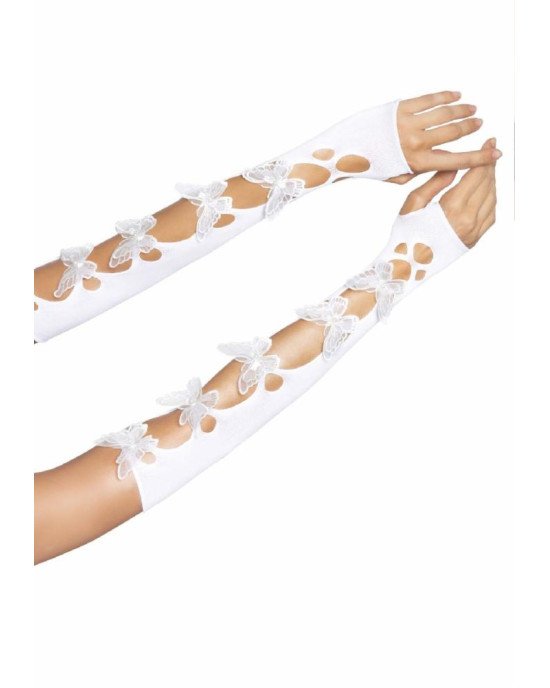 Leg Avenue Butterfly applique arm warmers White Leg Avenue Butterfly applique arm warmers White