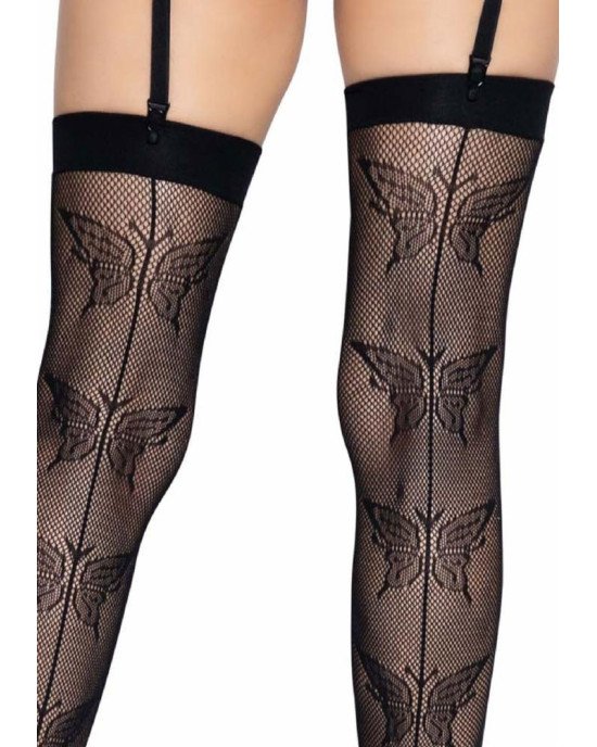 Leg Avenue butterfly backseam thigh highs Black O/S Leg Avenue butterfly backseam thigh highs Black O/S