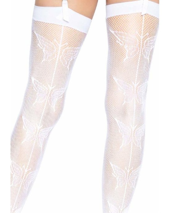Leg Avenue butterfly backseam thigh highs White O/S Leg Avenue butterfly backseam thigh highs White O/S
