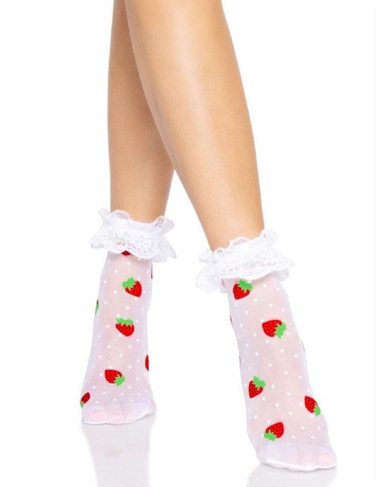 Leg Avenue Strawberry ruffle top anklets Leg Avenue Strawberry ruffle top anklets
