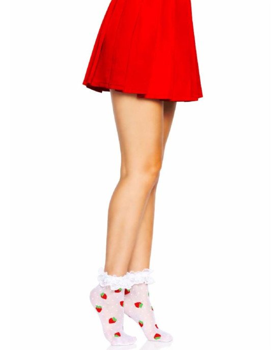 Leg Avenue Strawberry ruffle top anklets Leg Avenue Strawberry ruffle top anklets