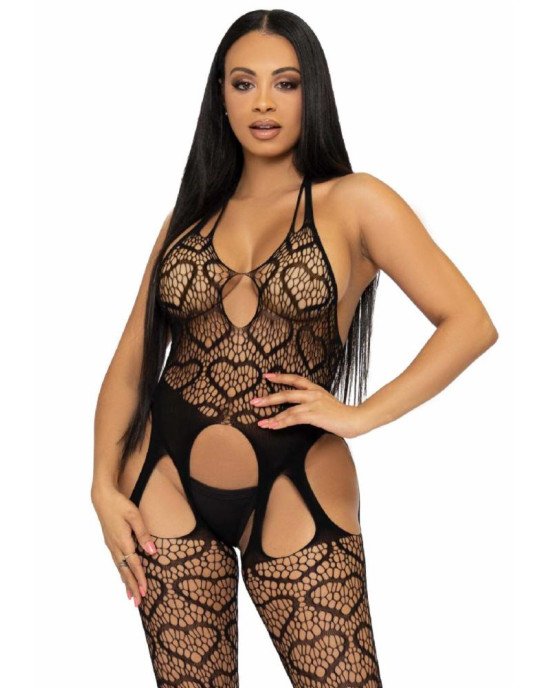 Leg Avenue Net suspender bodystocking Black O/S