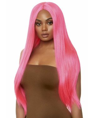 Leg Avenue Long straight center part wig neon pink