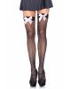 Leg Avenue Fishnet Thigh Highs With Bow OS Black & Pink
