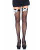 Leg Avenue Fishnet Thigh Highs With Bow OS Black & White