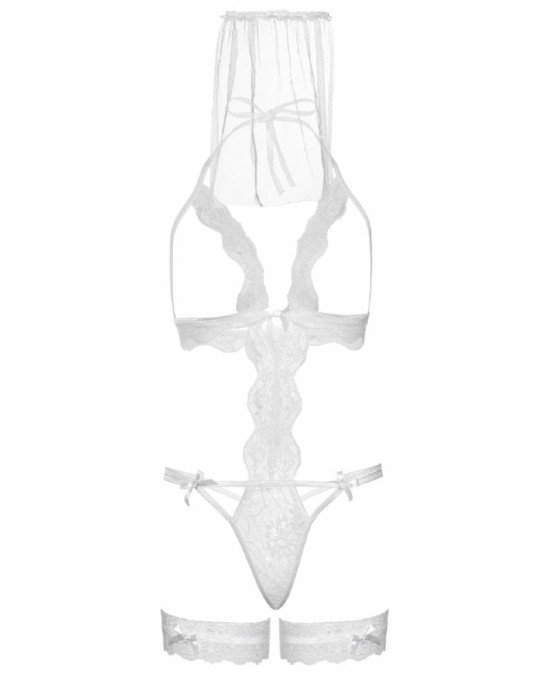 Leg Avenue G-string teddy, veil & garter White O/S Leg Avenue G-string teddy, veil & garter White O/S
