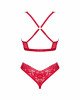 Комплект білизни Obsessive Lacelove cupless 2-pcs set M/L Red, відкритий доступ, відкриті груди
