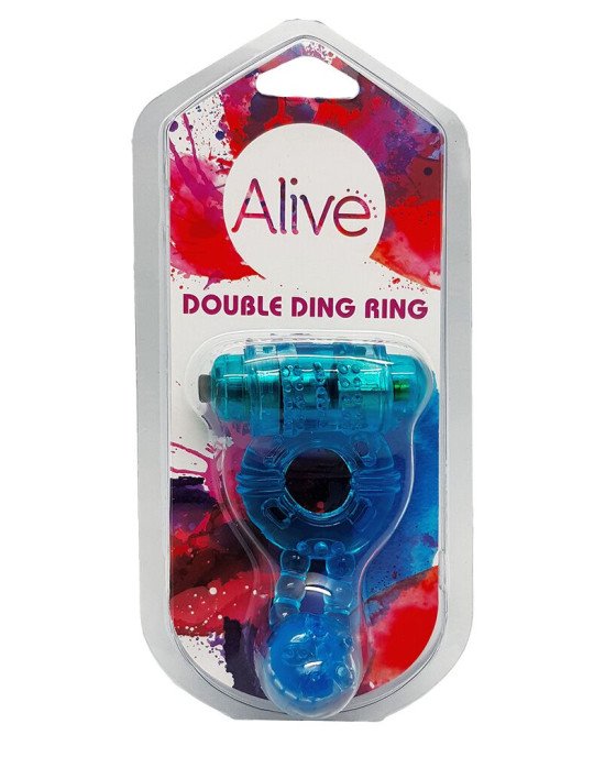 Ерекційне віброкільце Alive Double Ding Ring Blue Ерекційне віброкільце Alive Double Ding Ring Blue
