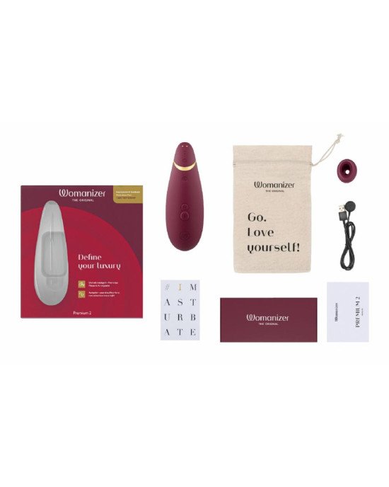 Вакуумний кліторальний стимулятор Womanizer Premium 2 - Bordeaux, функції Autopilot та Smart Silence Вакуумний кліторальний стимулятор Womanizer Premium 2 - Bordeaux, функції Autopilot та Smart Silence