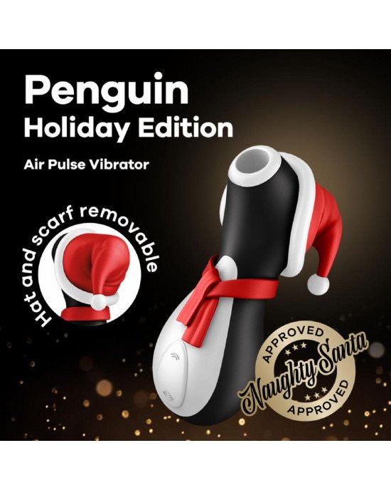 Вакуумний кліторальний стимулятор Satisfyer Penguin Holiday Edition, у шапочці та шарфі Вакуумний кліторальний стимулятор Satisfyer Penguin Holiday Edition, у шапочці та шарфі