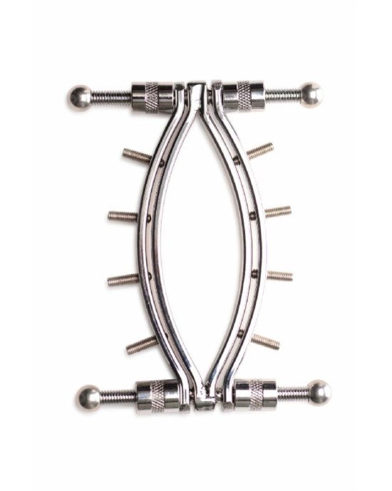 Затискач для статевих губ Master Series Spread'Em Poker Vagina Clamp with Adjustable Pressure Screws Затискач для статевих губ Master Series Spread'Em Poker Vagina Clamp with Adjustable Pressure Screws