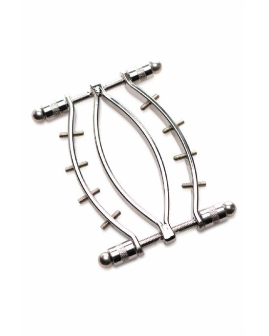 Затискач для статевих губ Master Series Spread'Em Poker Vagina Clamp with Adjustable Pressure Screws Затискач для статевих губ Master Series Spread'Em Poker Vagina Clamp with Adjustable Pressure Screws