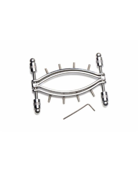 Затискач для статевих губ Master Series Spread'Em Poker Vagina Clamp with Adjustable Pressure Screws Затискач для статевих губ Master Series Spread'Em Poker Vagina Clamp with Adjustable Pressure Screws