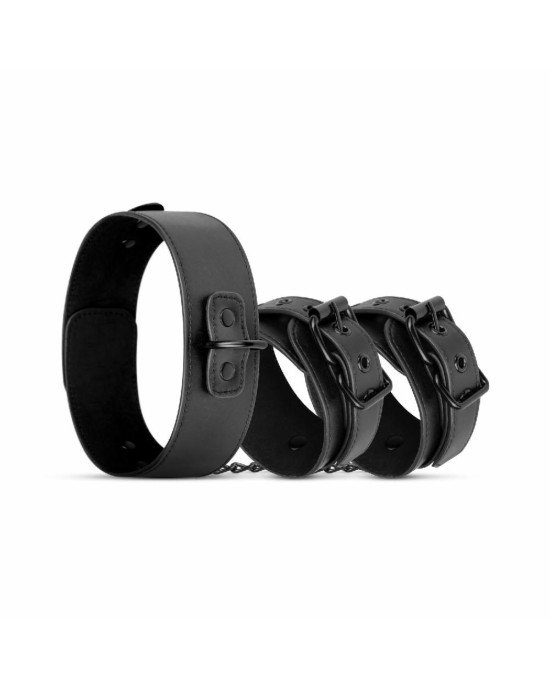 Наручники с повідцем Bedroom Fantasies Collar & Wrist - Black Наручники с повідцем Bedroom Fantasies Collar & Wrist - Black