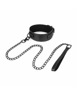 Нашийник з повідцем Bedroom Fantasies: Faux Leather Collar & Chain