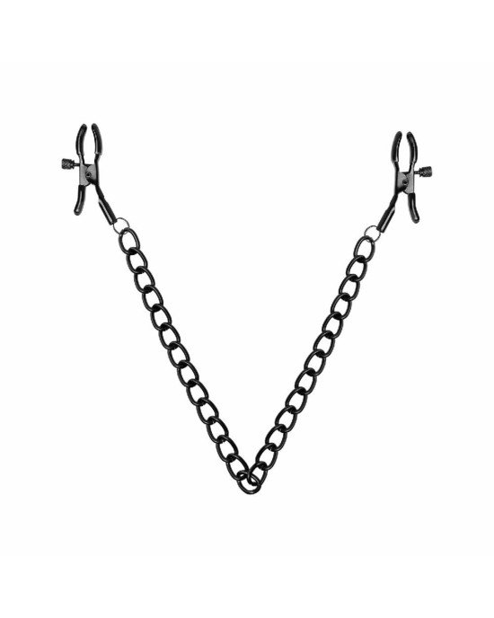 Затискачі для сосків Bedroom Fantasies Nipple Clamps with Chain - Black Затискачі для сосків Bedroom Fantasies Nipple Clamps with Chain - Black