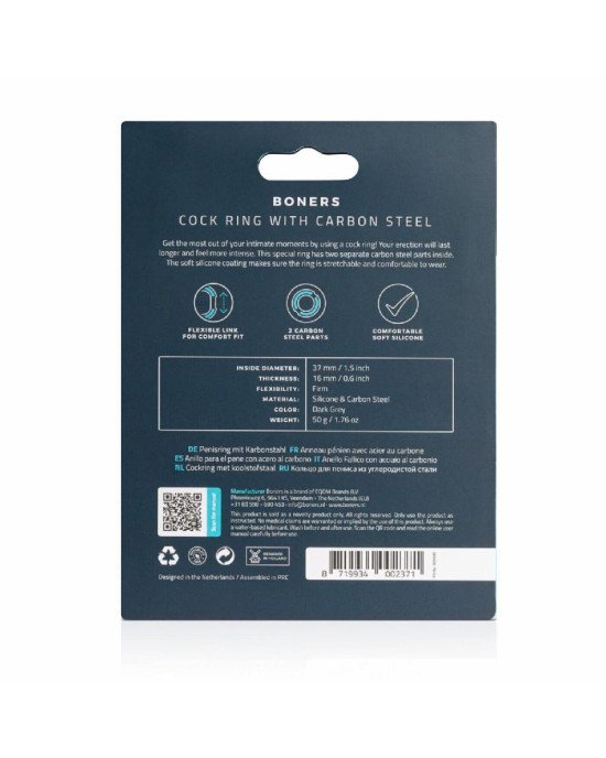 Ерекційне кільце Boners Cock Ring With Carbon Steel Ерекційне кільце Boners Cock Ring With Carbon Steel