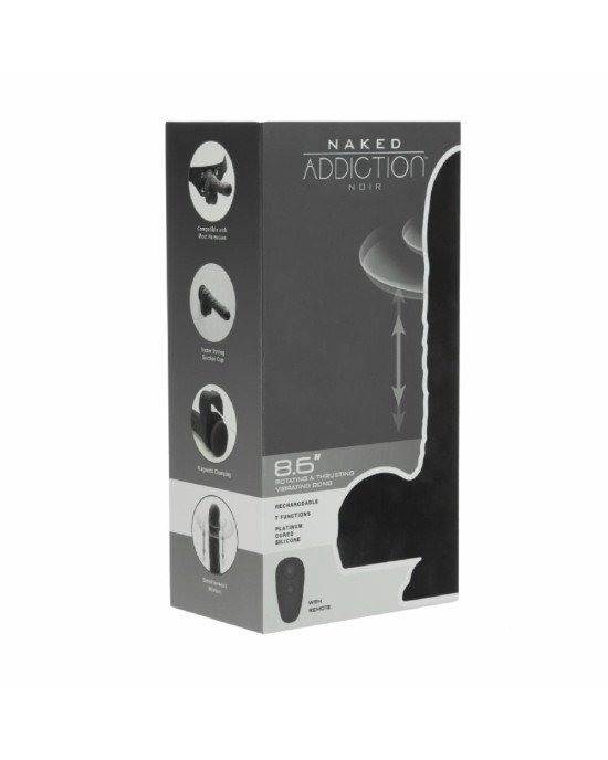 Фалоімітатор Naked Addiction – 8.6” Silicone Rotating & Thrusting Vibrating Dildo with Remote Black Фалоімітатор Naked Addiction – 8.6” Silicone Rotating & Thrusting Vibrating Dildo with Remote Black