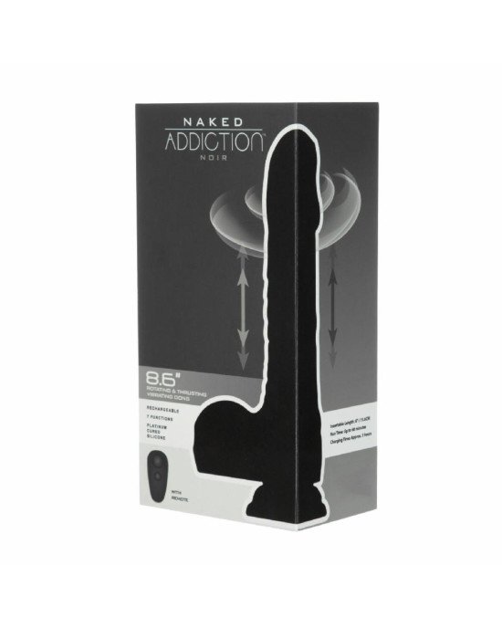 Фалоімітатор Naked Addiction – 8.6” Silicone Rotating & Thrusting Vibrating Dildo with Remote Black Фалоімітатор Naked Addiction – 8.6” Silicone Rotating & Thrusting Vibrating Dildo with Remote Black