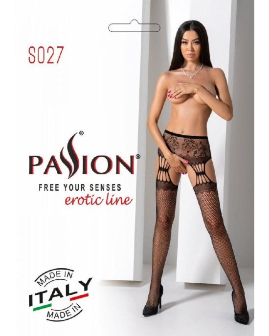 Еротичні колготки-бодістокінг Passion S027 black