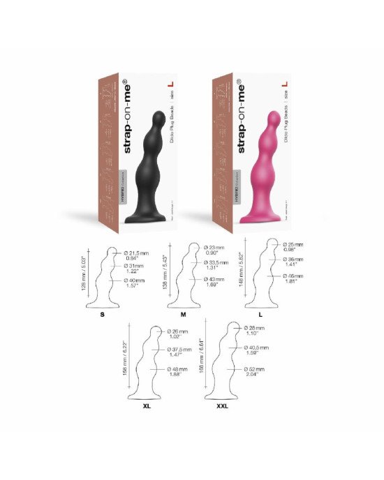 Насадка для страпона Strap-On-Me Dildo Plug Beads Black S