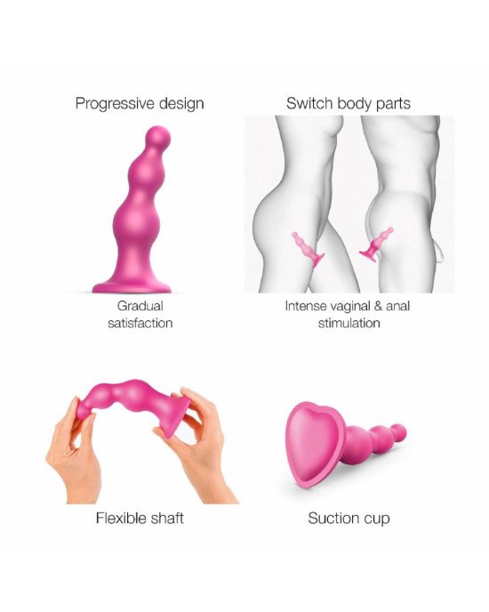 Насадка для страпона Strap-On-Me Dildo Plug Beads Framboise Metallic S Насадка для страпона Strap-On-Me Dildo Plug Beads Framboise Metallic S