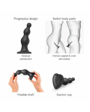 Насадка для страпона Strap-On-Me Dildo Plug Beads Black M