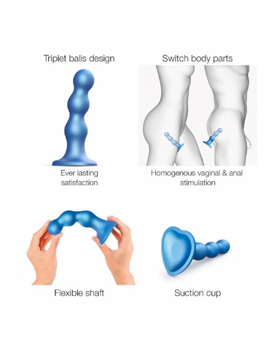 Насадка для страпона Strap-On-Me Dildo Plug Balls Blue Metallic XL Насадка для страпона Strap-On-Me Dildo Plug Balls Blue Metallic XL