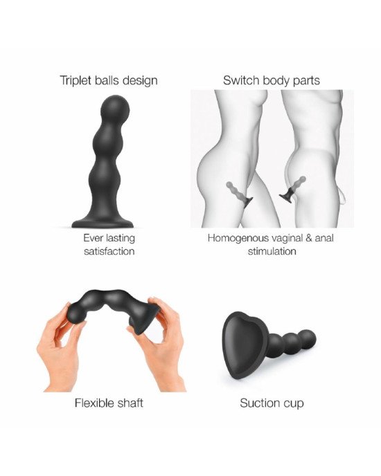 Насадка для страпона Strap-On-Me Dildo Plug Balls Black XXL Насадка для страпона Strap-On-Me Dildo Plug Balls Black XXL