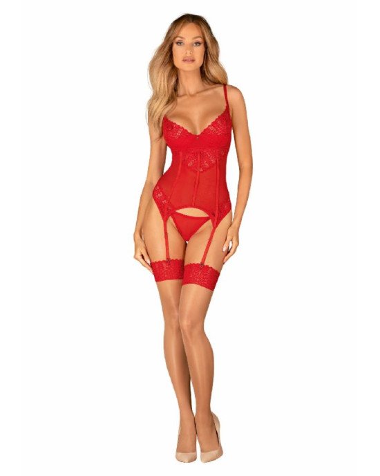 Корсет Obsessive Ingridia corset & thong XL/2XL