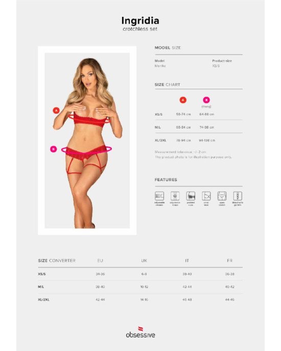 Комплект Obsessive Ingridia 2-pcs crotchless set XL/2XL