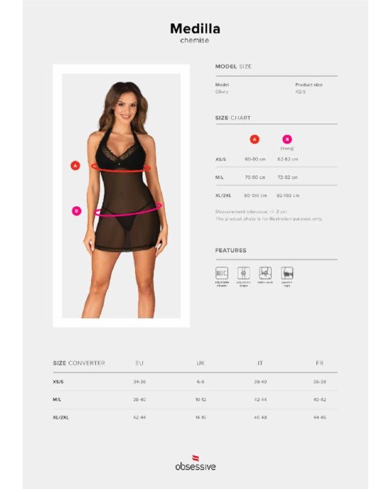 Пеньюар Obsessive Medilla chemise & thong M/L Пеньюар Obsessive Medilla chemise & thong M/L