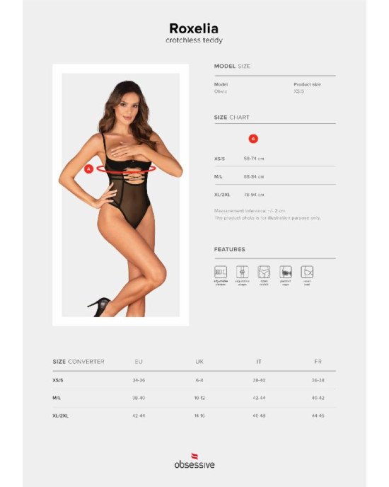 Боді Obsessive Roxelia crotchless teddy M/L Боді Obsessive Roxelia crotchless teddy M/L