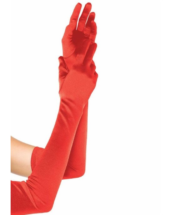 Довгі рукавички Leg Avenue Extra Long Satin Gloves red