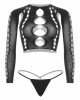 Комплект Leg Avenue Long sleeve crop top & string Black One Size