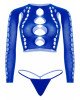 Комплект Leg Avenue Long sleeve crop top & string Royal Blue One Size