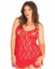 Пеньюар Leg Avenue Rose Lace Flair Chemise Red Plus Size