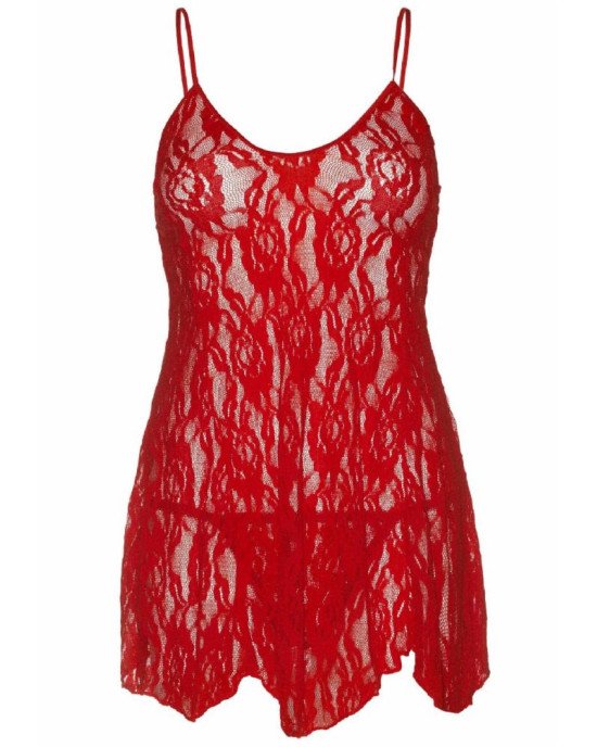 Пеньюар Leg Avenue Rose Lace Flair Chemise Red Plus Size