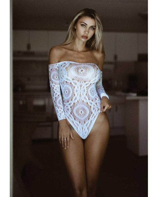 Боді Leg Avenue Snap crotch thong back teddy White S/M Боді Leg Avenue Snap crotch thong back teddy White S/M