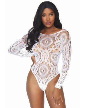 Боді Leg Avenue Snap crotch thong back teddy White S/M