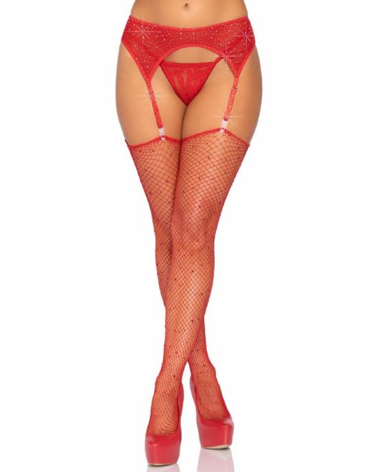 Пояс для панчох Leg Avenue Rhinestone garterbelt Red One Size Пояс для панчох Leg Avenue Rhinestone garterbelt Red One Size