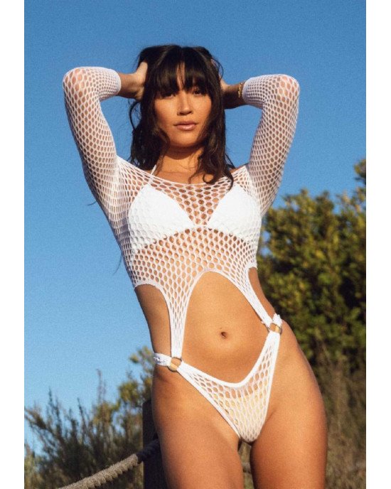 Боді Leg Avenue Top bodysuit with thong back White Боді Leg Avenue Top bodysuit with thong back White